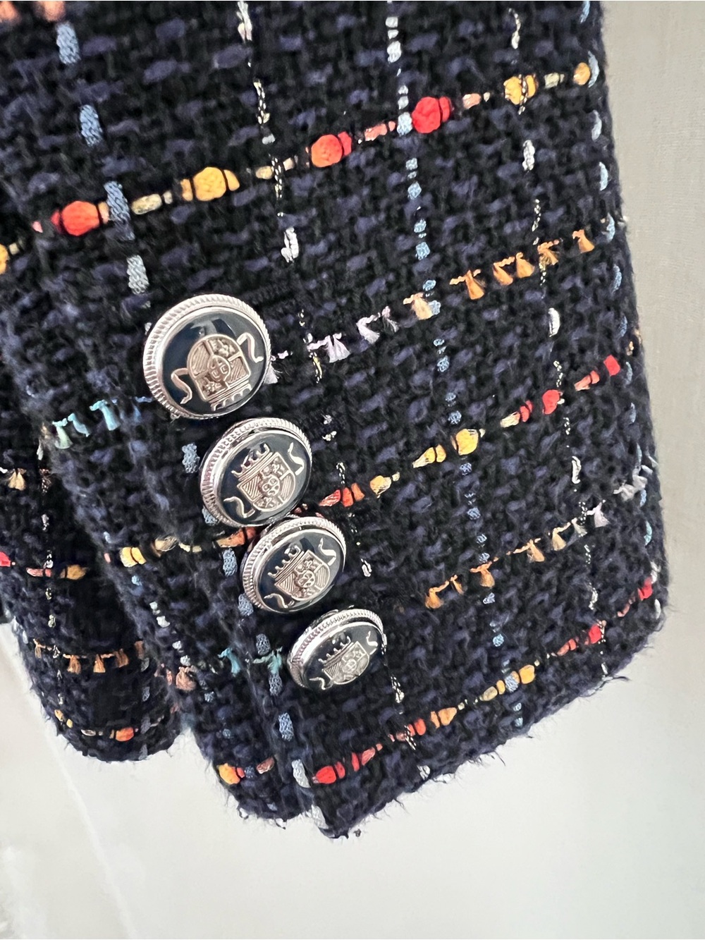 Veronica Beard Rumer Dickey Jacket in navy multi tweed. - Picture 6 of 11